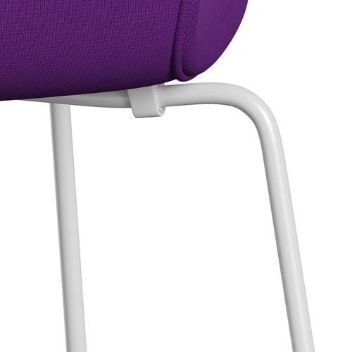 Fritz Hansen 3107 Stuhl Vollpolsterung, Weiß/Fame Violet