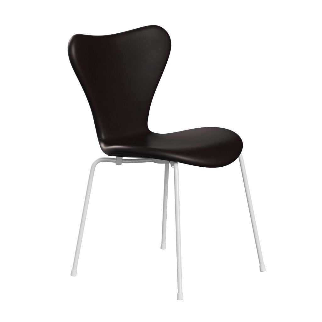 Fritz Hansen 3107 stoel Volledige bekleding, wit/gratie donkerbruin