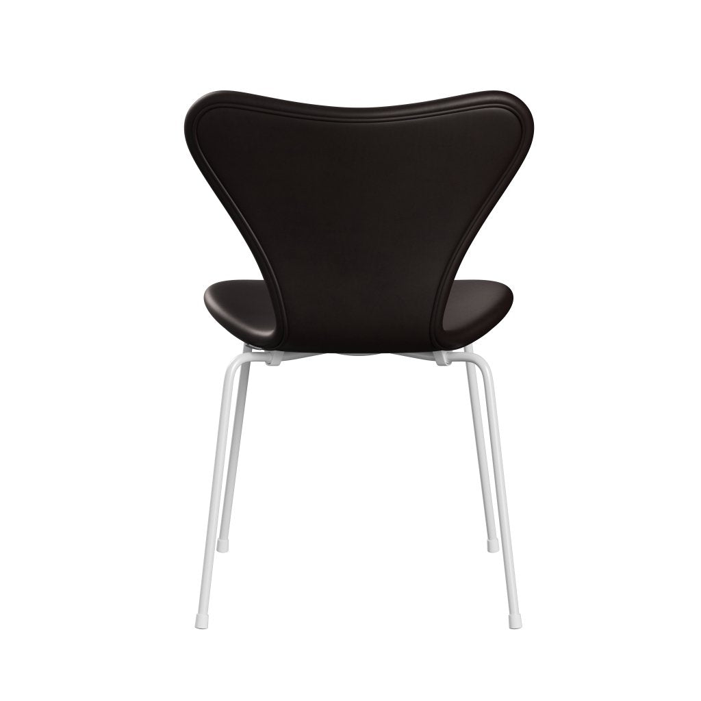 Fritz Hansen 3107 Silla tapicería completa, blanco/gracia marrón oscuro