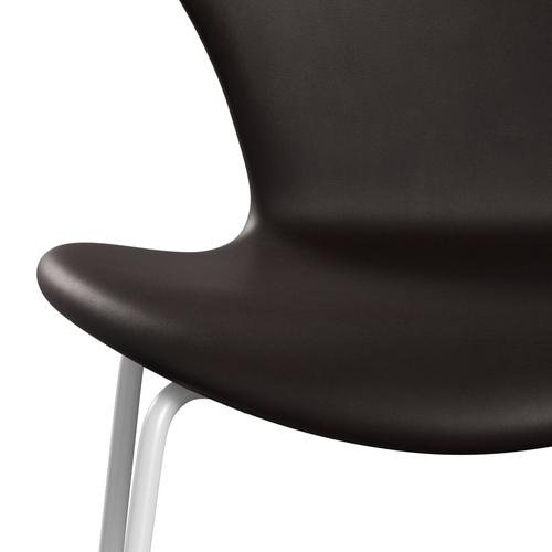 Fritz Hansen 3107 Silla tapicería completa, blanco/gracia marrón oscuro