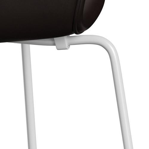 Fritz Hansen 3107 chaise complète complète, blanc / grâce brun foncé