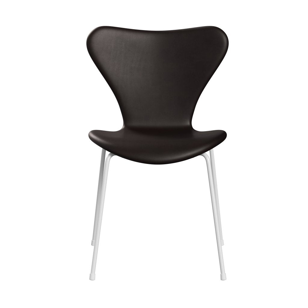 Fritz Hansen 3107 stoel Volledige bekleding, wit/gratie donkerbruin