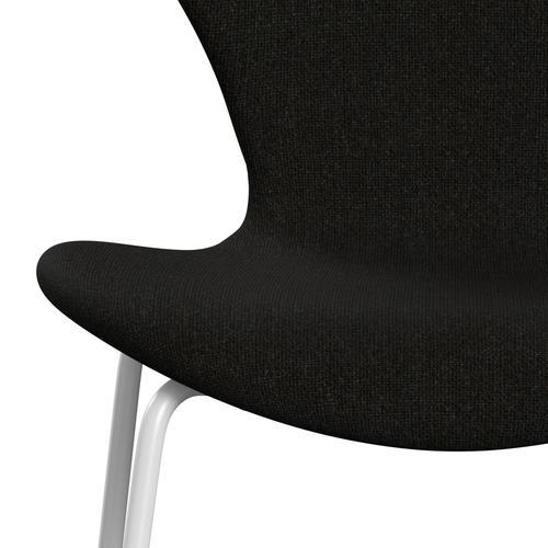 Fritz Hansen 3107 Stuhl Vollpolsterung, Weiß/Hallingdal Braun/Dunkel Grau