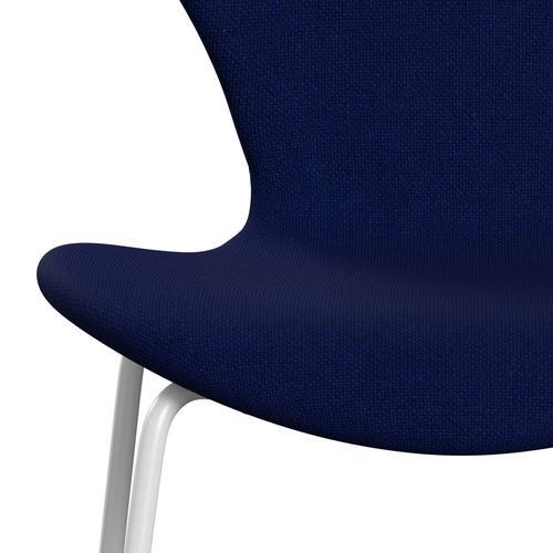 Fritz Hansen 3107 sedia piena tappezzeria, blu scuro bianco/Hallingdal