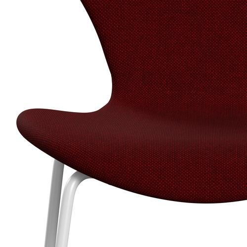 Fritz Hansen 3107 chaise complète complète, blanc / hallingdal rouge foncé