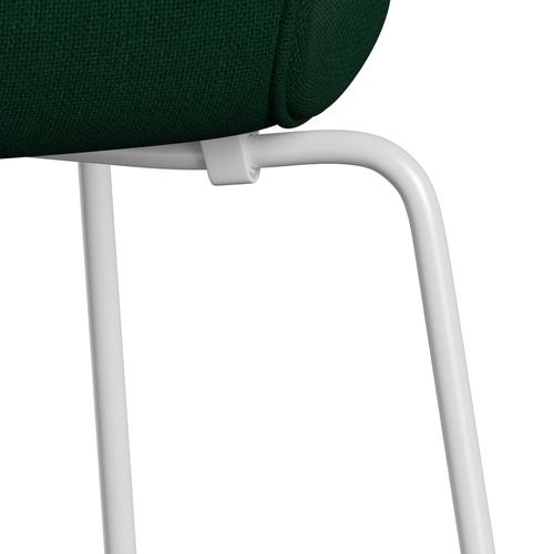 Fritz Hansen 3107 chaise complète complète, bouteille blanche / Hallingdal Green