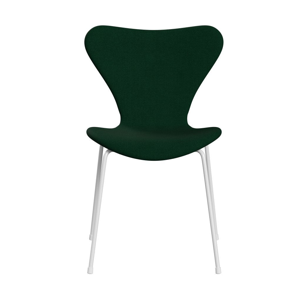 Fritz Hansen 3107 sedia piena rivestimento, bottiglia bianca/hallingdal verde