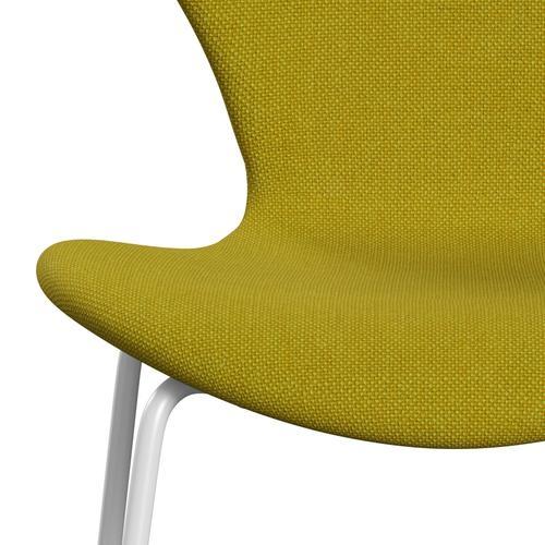 Fritz Hansen 3107 stoel Volledige bekleding, wit/Hallingdal geel/groen