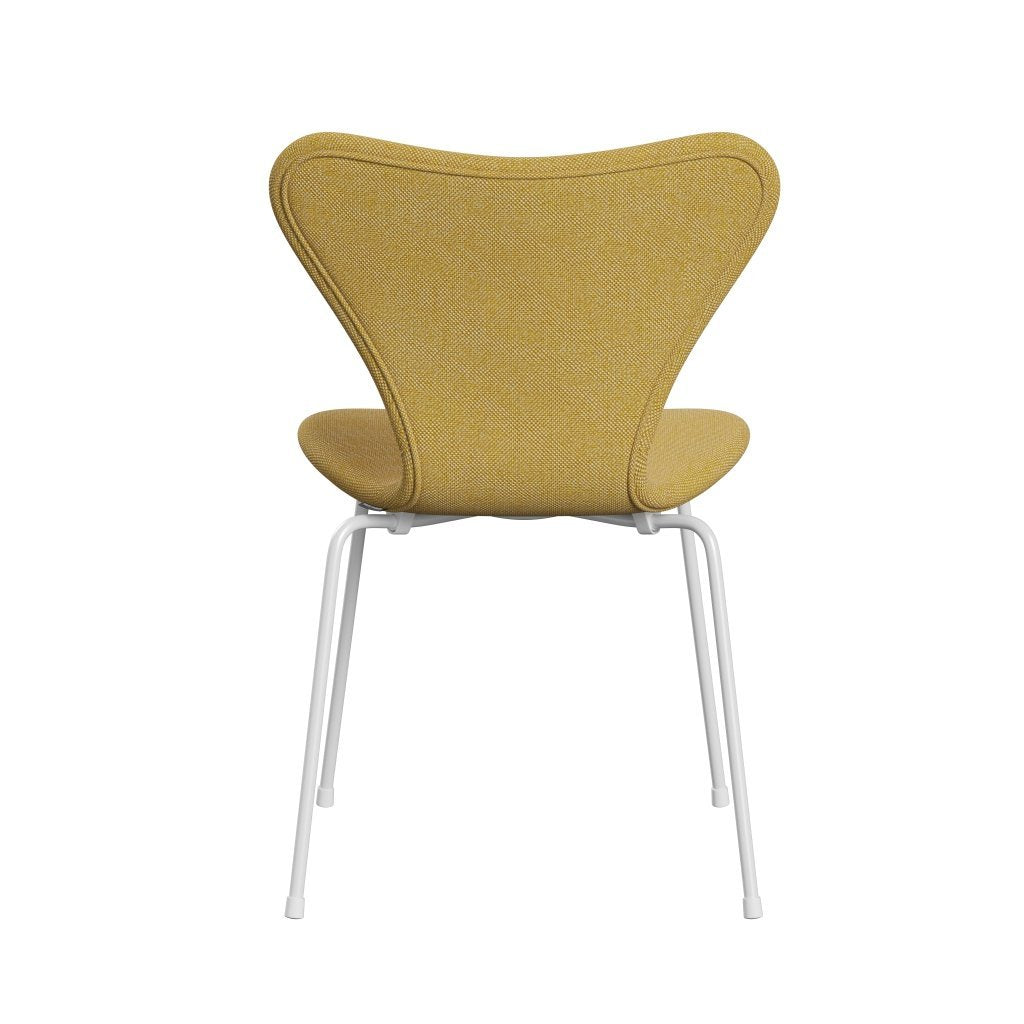 Fritz Hansen 3107 Silla tapicería completa, blanco/Hallingdal amarillo/blanco