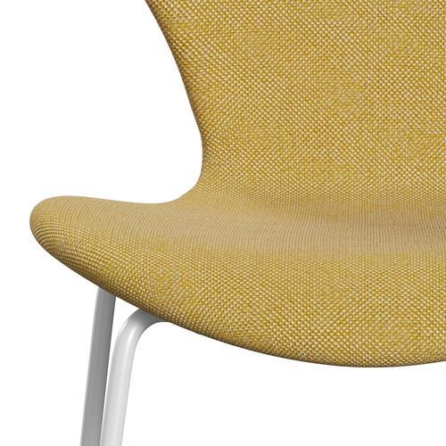 Fritz Hansen 3107 Stol Fuld polstring, hvid/Hallingdal gul/hvid