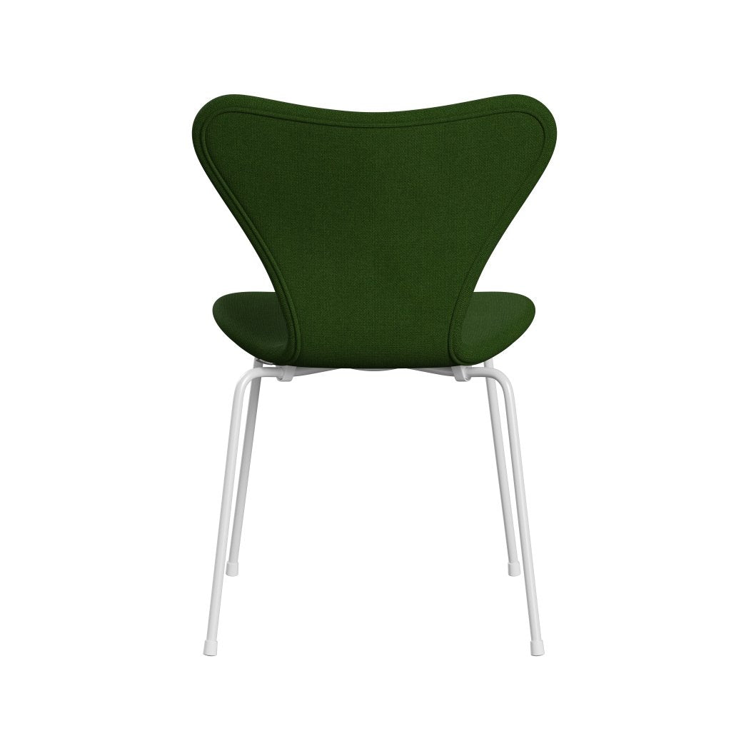 Fritz Hansen 3107 sedia piena rivestimento, bianco/berretto da bordo verde