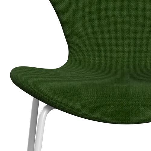 Fritz Hansen 3107 Stuhl Vollpolsterung, Weiß/Hallingdal Grasgrün