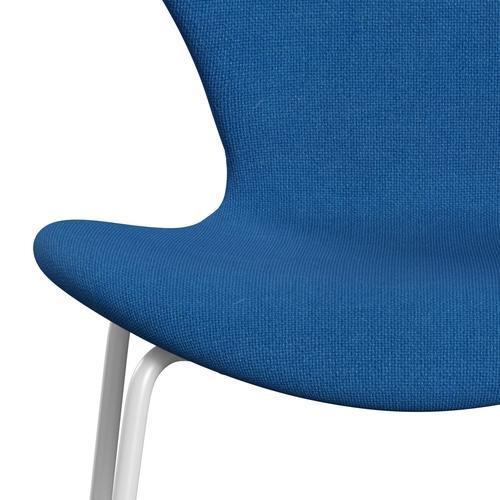 Fritz Hansen 3107 chaise complète complète, blanc / hallingdal bleu clair