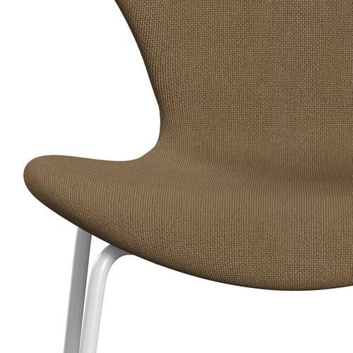 Fritz Hansen 3107 Stuhl Vollpolsterung, Weiß/Hallingdal Hellbraun