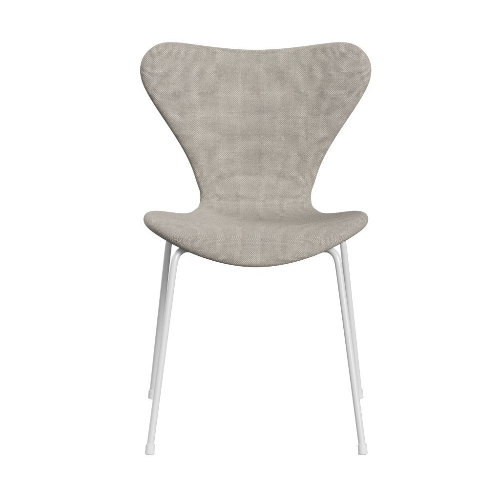 Fritz Hansen 3107 Stoel Volledige bekleding, Wit/Hallingdal Light Gray (HAL103)