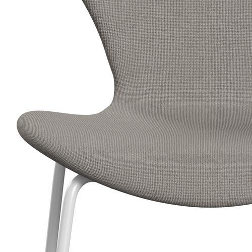 Fritz Hansen 3107 Stoel Volledige bekleding, Wit/Hallingdal Light Gray (HAL113)