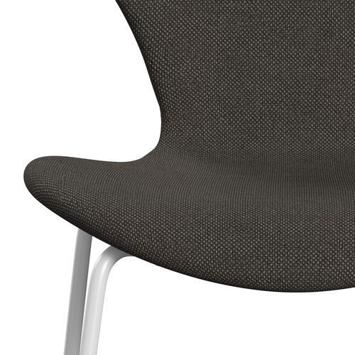 Fritz Hansen 3107 Stuhl Vollpolsterung, Weiß/Hallingdal Charcoal Light