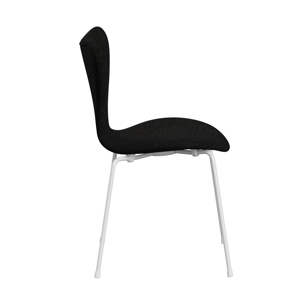 Fritz Hansen 3107 chaise complète complète, charbon de bois blanc / hallingdal