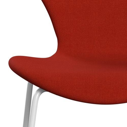 Fritz Hansen 3107 Stoel Volledige bekleding, Wit/Hallingdal Orange (HAL600)