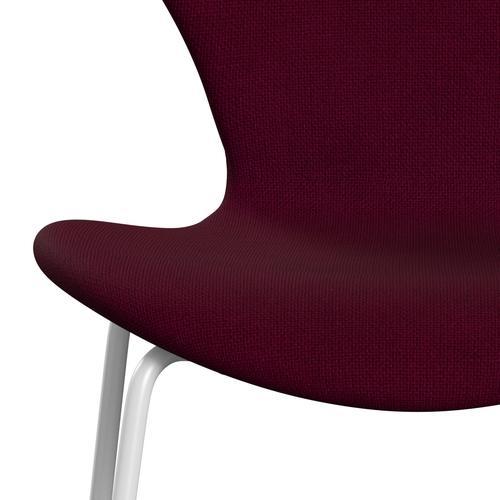 Fritz Hansen 3107 Stuhl Vollpolsterung, Weiß/Hallingdal Rosa Dunkel