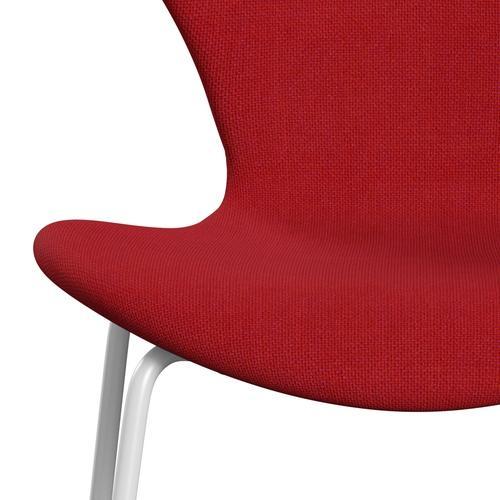 Fritz Hansen 3107 Stuhl Vollpolsterung, Weiß/Hallingdal Rot (Hal680)