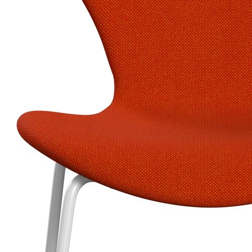 Fritz Hansen 3107 chaise complète complète, blanc / hallingdal rouge / orange