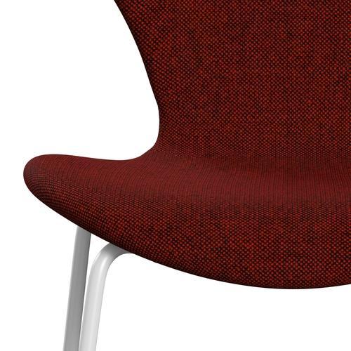 Fritz Hansen 3107 Chair Full Upholstery, White/Hallingdal Red/Black