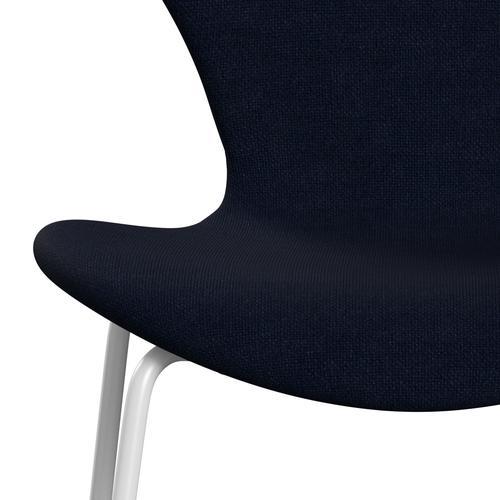 Fritz Hansen 3107 chaise complète complète, blanc / hallingdal bleu royal