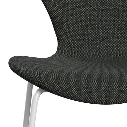 Fritz Hansen 3107 sedia piena tappezzeria, bianco/Hallingdal nero/grigio (HAL368)