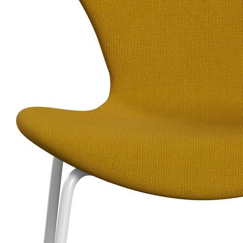 Fritz Hansen 3107 Stuhl Vollpolsterung, Weiß/Hallingdal Senf