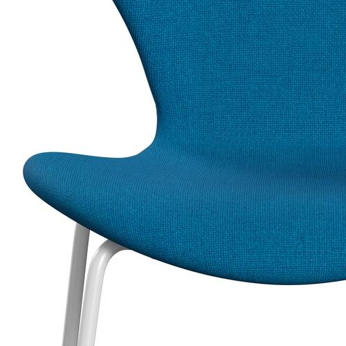 Fritz Hansen 3107 Stoel Volledige bekleding, Wit/Hallingdal Turquoise