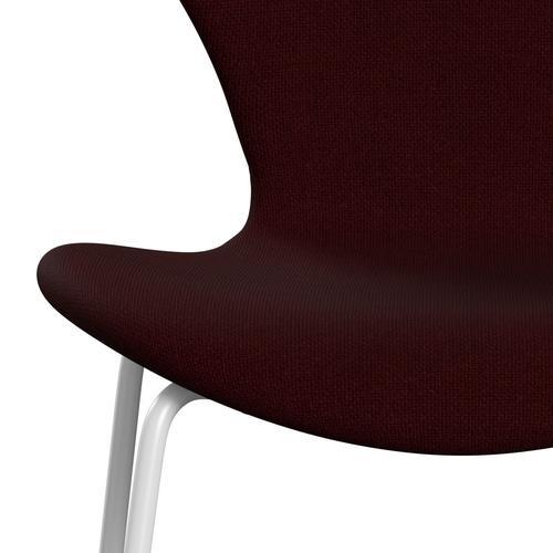 Fritz Hansen 3107 Stoel Volledige bekleding, Wit/Hallingdal Wine Red