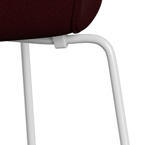 Fritz Hansen 3107 Chair Full Upholstery, White/Hallingdal Wine Red