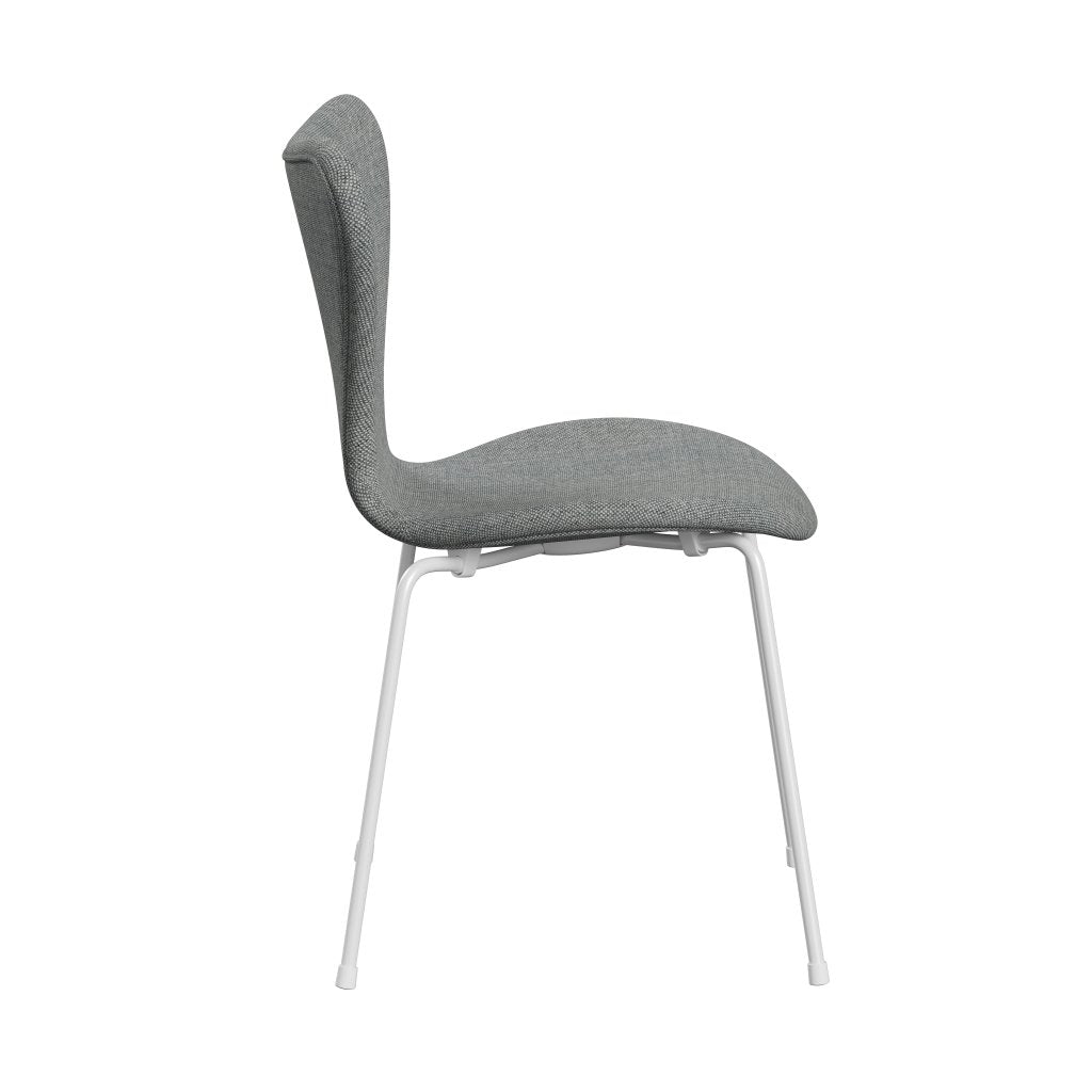 Fritz Hansen 3107 sedia piena tappezzeria, bianco/Hallingdal Grigio bianco