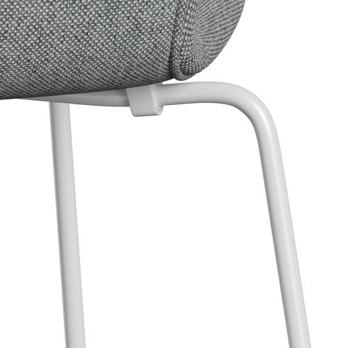 Fritz Hansen 3107 Stuhl Vollpolsterung, Weiß/Hallingdal Weiß Grau