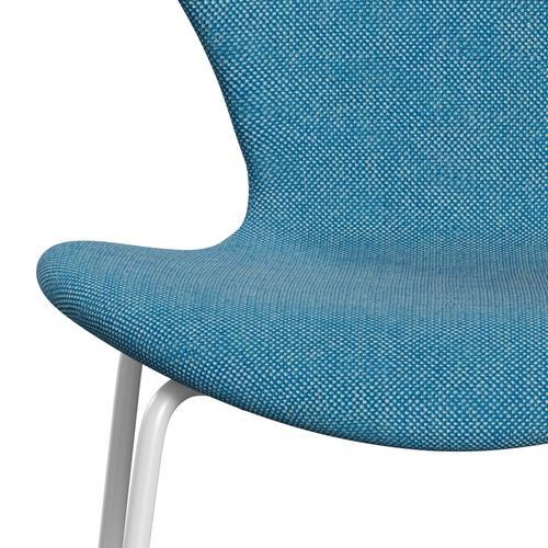 Fritz Hansen 3107 Chair Full Upholstery, White/Hallingdal White/Turquoise