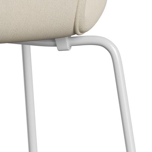 Fritz Hansen 3107 sedia piena tappezzeria, lana bianca/Hallingdal bianca