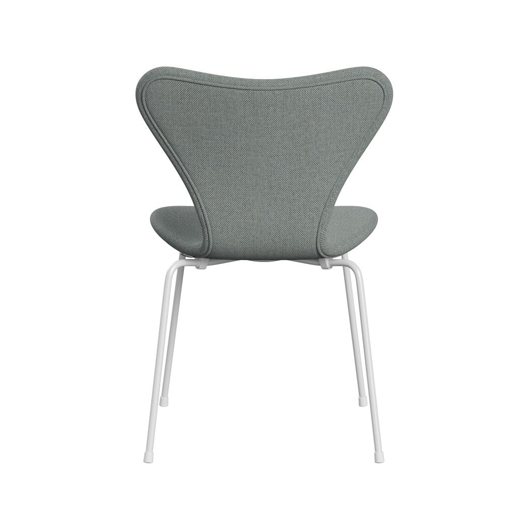 Fritz Hansen 3107 Chair Full Upholstery, White/Re Wool Pale Aqua