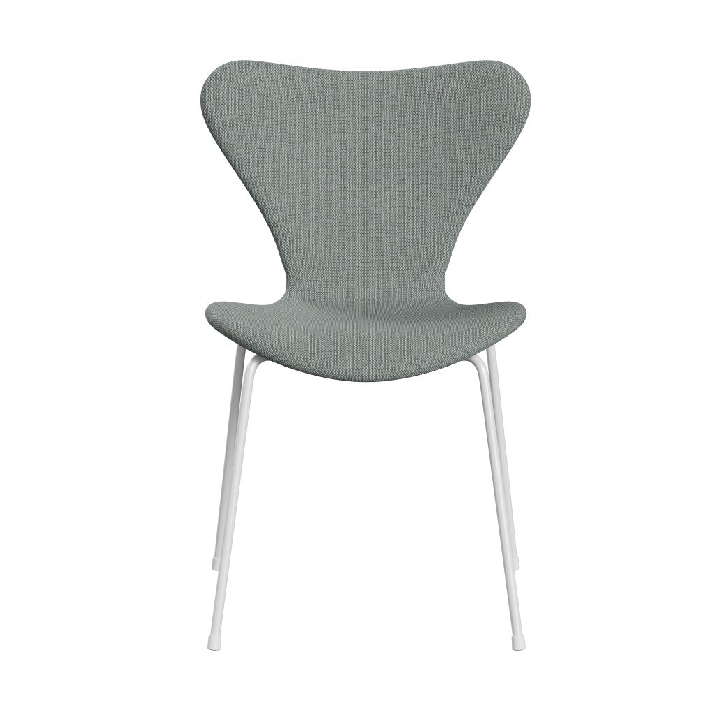 Fritz Hansen 3107 chaise complète complète, blanc / re laine pâle aqua