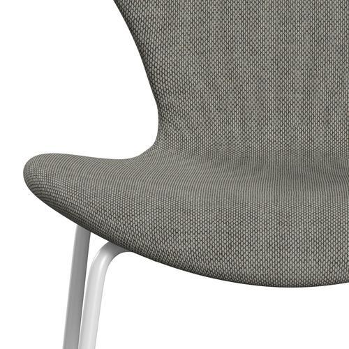 Fritz Hansen 3107 chaise complète complète, blanc / re laine blanche / plaine