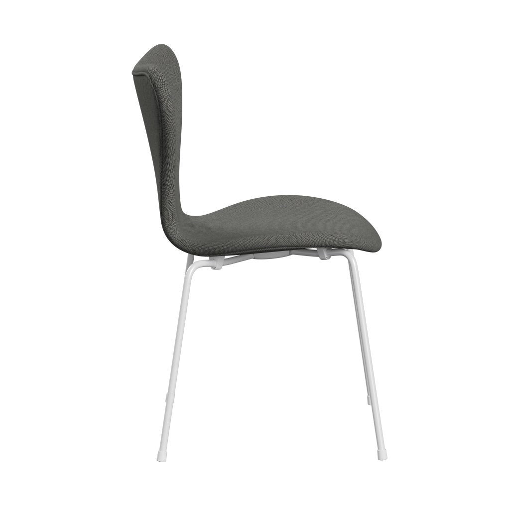 Fritz Hansen 3107 chaise complète complète, blanc / re laine taupe / naturel