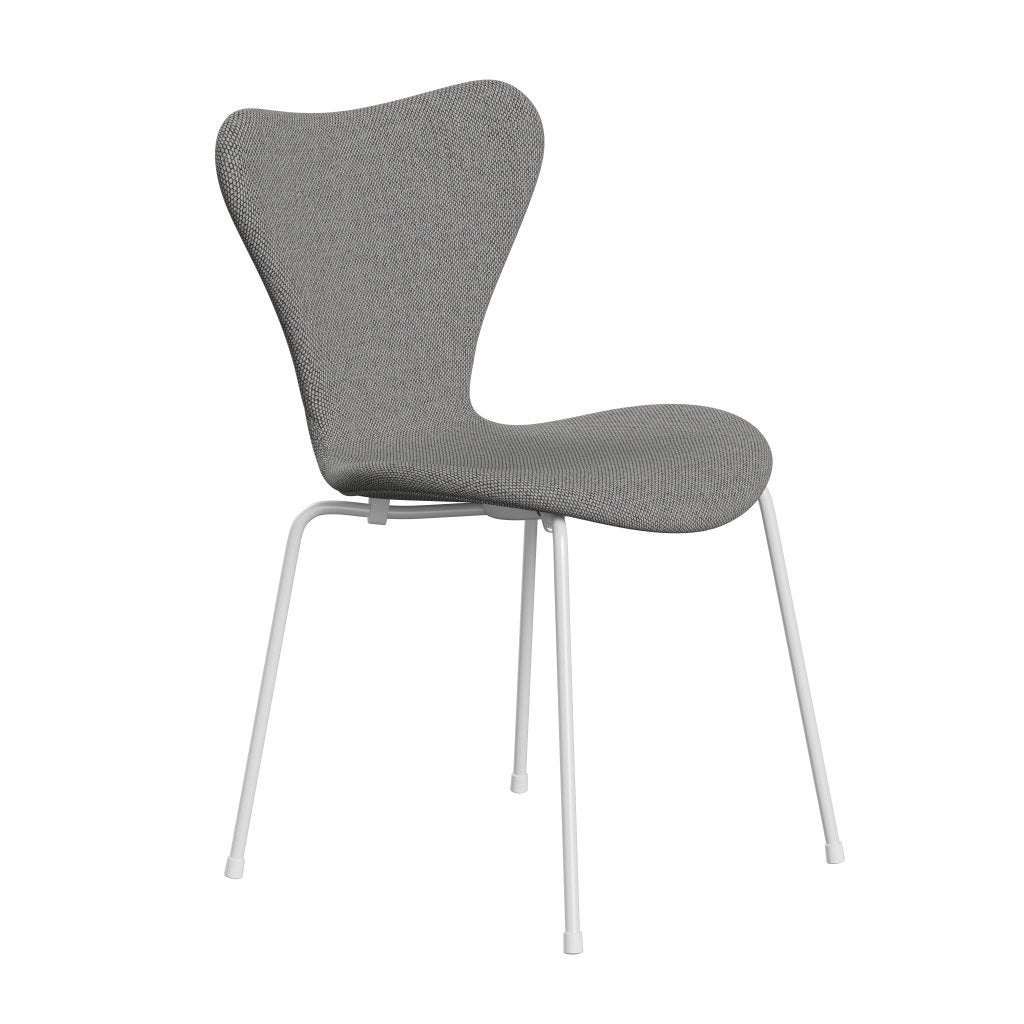 Fritz Hansen 3107 Stuhl Vollpolsterung, Weiß/Re Wolle Wolle Weiß/Natur