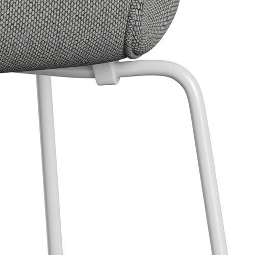 Fritz Hansen 3107 chaise en rembourrage complet, blanc / re laine blanche / naturel