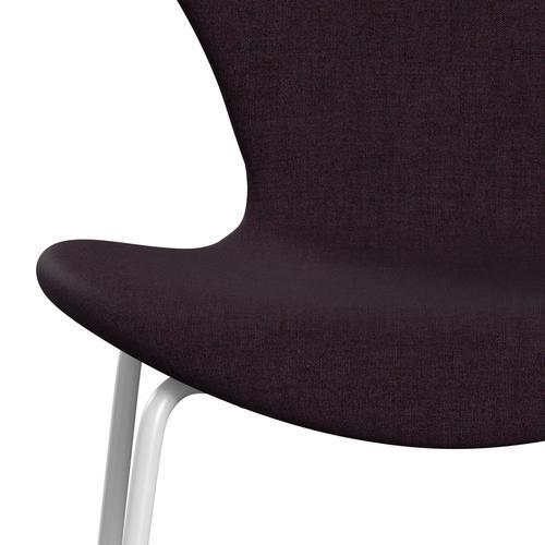 Fritz Hansen 3107 chaise complète complète, blanc / remix aubergine (REM692)