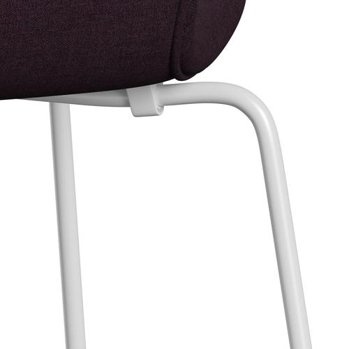 Fritz Hansen 3107 chaise complète complète, blanc / remix aubergine (REM692)