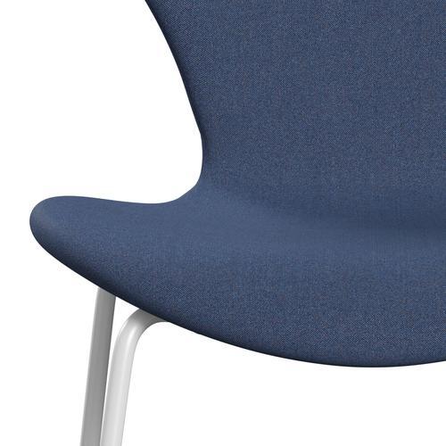 Fritz Hansen 3107 chaise complète complète, blanc / remix bleu (REM743)