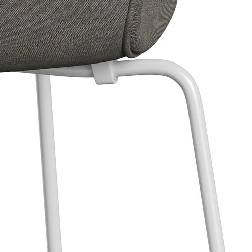 Fritz Hansen 3107 sedia piena rivestimento, bianco/remix cemento