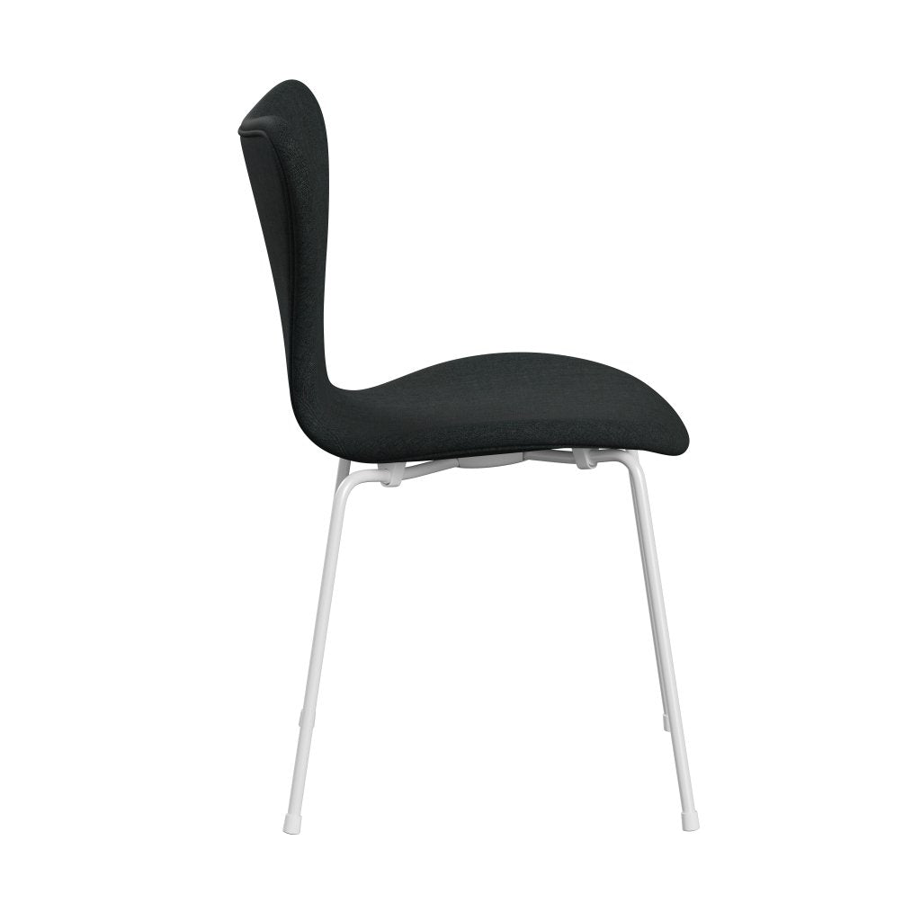 Fritz Hansen 3107 Silla tapicería completa, blanco/remix gris azul oscuro gris