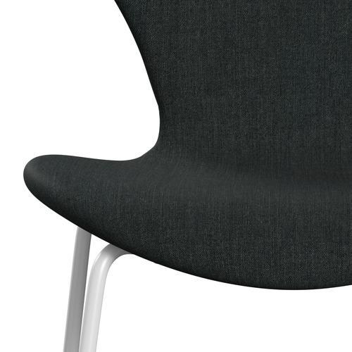 Fritz Hansen 3107 Stuhl Vollpolsterung, Weiß/Remix Dunkelblau Grau