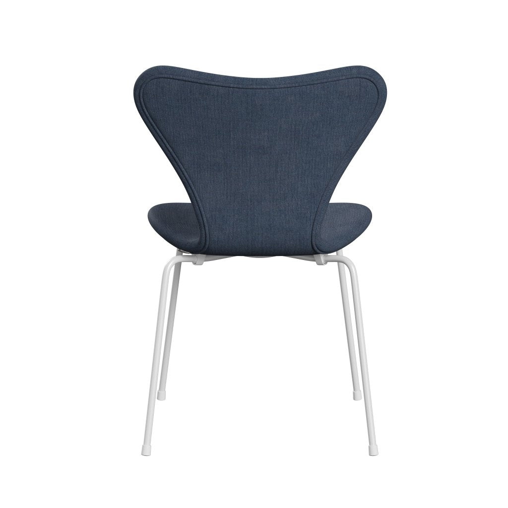 Fritz Hansen 3107 chaise complète complète, blanc / remix bleu foncé (REM836)